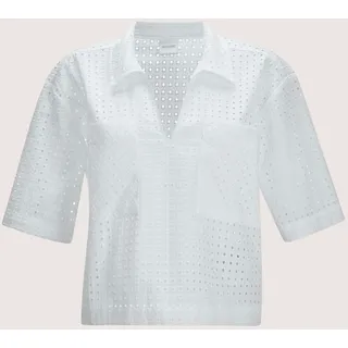 Kurzarmbluse MADELEINE "Bluse Kurzarm-Bluse im Boxy-Style mit Lochstickerei", Damen, Gr. 48, weiß, Obermaterial: 70% Baumwolle CO. 30% Polyester PES., Modern, normal, Blusen Kurzarmbluse