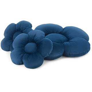 OLIFANT TOYS FLOWER SET Große Blumenboden Kissen, Plüsch bequemen Sitzkissen, Für Schlafzimmer Wohnzimmer Kinderzimmer, einzigartige Deko, weiche Kuschelkissen, Velours, Blau, 55 cm 98 cm