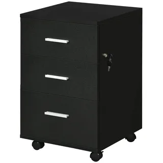 Schreibtischcontainer – Schubladencontainer – Aufbewahrungsschrank – Rollcontainer – Schreibtischorganizer, Schwarz – 3 abschließbare Schubladen