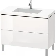 Duravit L-Cube Möbelwaschtisch c-bonded mit Unterbau bodenstehend, 100x48 cm, 2 Auszüge, ohne Überlauf, 3 Hahnlöcher, Farbe: Terra Matt