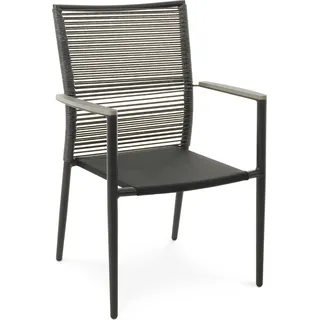 di volio Gartenstuhl Asti - grau, aus robusten Materialien wie Polyrattan, Aluminium und Textilene gefertigt, stapelbar & witterungsbeständig - Grau