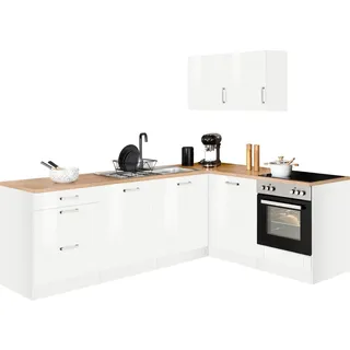 kochstation Winkelküche L-Form 240 x 180 cm weiß