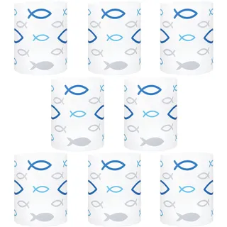 Naler 8 x Windlichter Fisch Lichthülle Teelicht-Hülle für Teelichter Taufe Kommunion Konfirmation Firmung Party Deko Tischdeko, Ø 8 cm x 10 cm