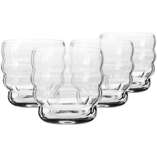 KROSNO Kaffeegläser für Latte, Cappuccino und Flat White 4er-Set 330 ml, Kollektion Coffee Moments – Bleifreies Kristallglas – Moderne Gläser für Heißgetränke, spülmaschinenfest