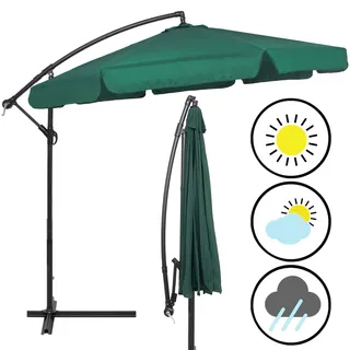 Springos® Premium Sonnenschirm XXL Ø 350 cm Ampelschirm mit Kurbel inkl. Hülle | Wasserdicht drehbare Gartenschirm Sonnenschutz Terrasse Garten - Grün