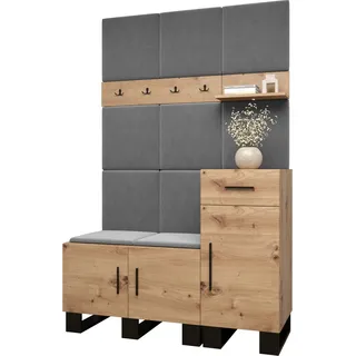 Garderobe ARTIN Set 5 mit gepolsterten Paneelen Industrial Design - Braun