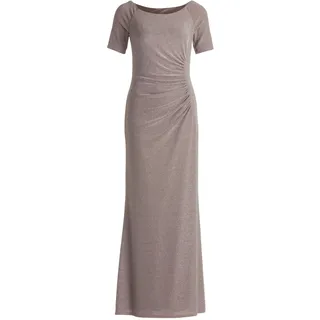 Abendkleid VERA MONT "Abendkleid im Glitzer-Look", Damen, Gr. 48, EURO, grau (taupe, silber), Obermaterial: 87% Polyamid PA. 9% Polyester PES. 4% Elasthan EL., Kleider Abendkleid