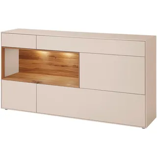 Dieter Knoll Sideboard , Sandfarben, Wildeiche , Holz, Holzwerkstoff , Wildeiche , massiv , 5 Schublade(n) Schubladen , 166x86x39 cm , Beimöbel erhältlich , Wohnzimmer, Wohnwände, Wohnwand-Serien