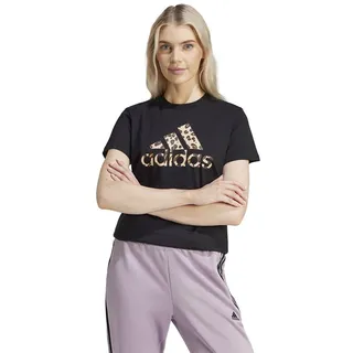 Adidas Damen Animal Print Graphic Tee T-Shirt, Black, XS