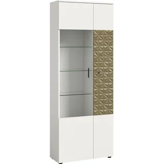 INOSIGN Vitrine »Vicenza, Höhe 195 cm, Ornamentabsetzung, 2 Türen, 9 Fächer« 3 Glaseinlegeböden, Vitrinenschrank, Schrank, Hochschrank, Wohnschrank, goldfarben