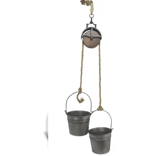 Holzwurm Metalleimer mit Umlenkrolle Deko Set Silber Grau Mb27 - Metall , 38x137x19 cm , Elektrogeräte, Heizgeräte, Elektrokamine