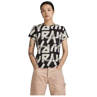 G-Star RAW Damen Calligraphy Allover Top, Mehrfarben (dk Black raw Paint D24500-C565-G421), XXS