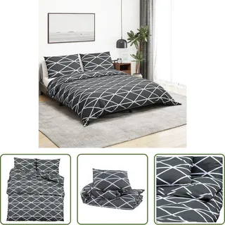 The Living Store Bettwäsche-Set Grau 200x220 cm Baumwolle - Grau
