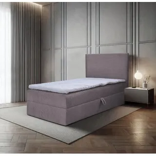 Bett, Boxspringbett, Continentalbett BERG POSO MINI mit Bonell Matratze, Einzelbett mit Container, H3 (100x200 cm, Rosa - Poso 27, Topper T25) - Rosa