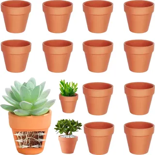 Cerkkapo 12 Stück 8 X 7.5 cm Terrakotta Topf,Tontöpfe Klein mit Abflussloch,Kleine Tontöpfe zum Basteln,Mini Terrakotta Tontöpfe,Wiederverwendbar Tontopf,Terracotta Blumentopf Pflanzen für Zimmer Büro