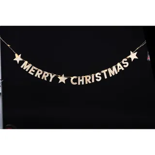 Holz Girlande Merry Christmas Weihnachtsdeko Wanddeko Weihnachten 14 LED Timer