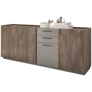 furn.design Sideboard Eiche grau Kommode mit Soft-Close 200 x 80 cm - Grau, Naturbelassen