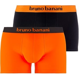 Bruno Banani Herren Short 2Pack Flowing Boxershorts, orange/schwarz // schwarz/orange, S (2er Pack)