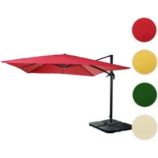Gastronomie-Ampelschirm HWC-A96, Sonnenschirm 3x3m (Ø4,24m) Polyester Alu/Stahl 23kg ~ rot mit Ständ