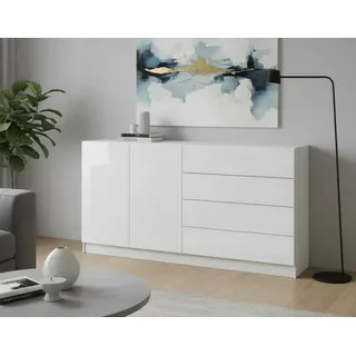 borchardt Möbel Vaasa 152 x 79 x 35 cm Weiß matt / Weiß hochglanz