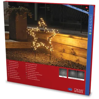 Konstsmide LED Metallstern, 150 bernsteinfarbene Dioden, 30V, Außen (IP44), 3,6W, schwarzes Kabel - G)