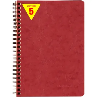 Clairefontaine 785662Cpack 5 Spiralhefte Nomaddict A5 60 Blatt liniert Rot