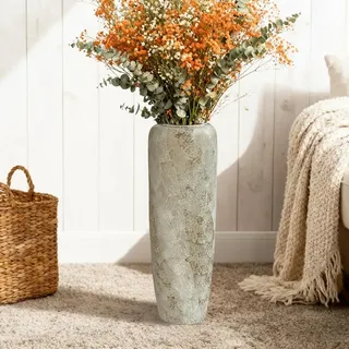 JIDOFUE Boho Bodenvase aus Keramik, 60 cm, Rustikale Vintage Vase für Wohnzimmer Dekoration, Pampasgras oder Trockenblumen, Perfekt für Regale und Tische