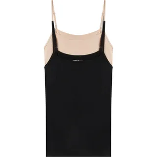 Tommy Hilfiger Damen 2er Pack Tops Stretch, Mehrfarbig (Black/Misty Blush), L