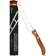 Schwertkrone Solingen - Hochwertiges Käsemesser mit Olivenholzgriff - Edelstahl mit Wellenschliff 25,5 cm - Käseschneider Käsebeil