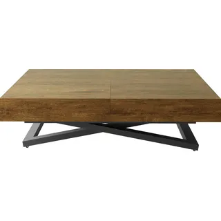 Couchtisch Höhenverstellbar und Ausziehbar Cavetta U - Wohnzimmertisch Esstisch Multifunktionstisch mit Schwarzem Metallgestell 120-200/80/27-76 cm Lefkas Eiche - Braun