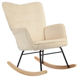 Homcom Schaukelstuhl, Schaukelsessel mit Kordoptik, Armlehne für Wohnzimmer, Beige , Textil , Buche , Füllung: Schaumstoff,Schaumstoff , 98x101x71 cm , Wohnzimmer, Sessel, Schaukelstühle