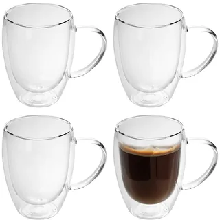 Intirilife Doppelwandige Thermo Gläser Kaffeeglas 0,25 l 4 St.