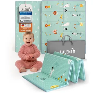 Laleni Krabbelmatte Baby 150x180x1 cm - wasserdichte Spielmatte Baby faltbar - isolierende Bodenmatte Kinder - weich & schützt vor kaltem Untergrund - Krabbeldecke outdoor & indoor - Zirkus-Motiv