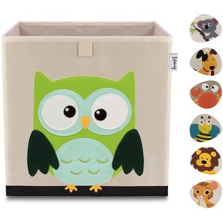 LIFENEY Aufbewahrungsbox Kinder mit Eule Motiv I Spielzeugbox mit Tiermotiv passend für Würfelregale I Ordnungsbox für das Kinderzimmer I Aufbewahrungskorb Kinder