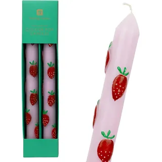 2 x handbemalte 3D-Erdbeeren-Dinner-Kerzen, ideales Geburtstags- oder Muttertagsgeschenk, geruchlos, 8 Stunden Brenndauer, umweltfreundliche Verpackung, Sommer-Tischdekoration, hergestellt von Talking
