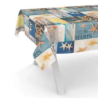 ANRO Wachstuchtischdecke Wachstischdecke Wachstuch Tischdecke abwaschbar Gartentischdecke Rund Oval Eckig Maritim 240x140cm Schnittkante