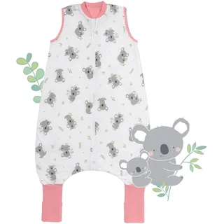 schlummersack Schlafsack mit Füßen Sommer 1 Tog 100 cm dünn Koala | Kinder Schlafsack mit Beinen und verlängerten Bündchen für eine Körpergröße 100-110cm Füßen 1 Tog