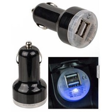 O.B. 57/9232 Schwarzer Leuchtender Universal USB Adapter für Zigarettenanzünder für alle Handy