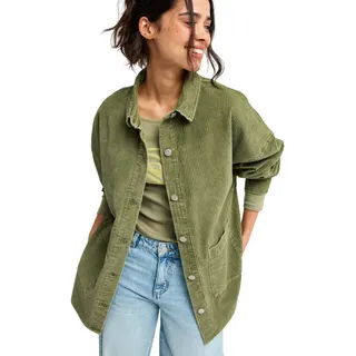 Hemdjacke ROXY "Kick Back Washed Cord", Damen, Gr. S, grün (winter moss), Obermaterial: 100% Baumwolle., Jacken Hemdjacke