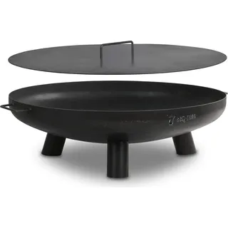 BBQ-Toro Feuerschale Ø 80 cm mit Deckel, Schwarz, Outdoor Dreibein Feuerstelle für Garten