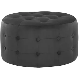 Beliani Pouf Tampa 55/55/30 cm , Schwarz , Textil , Rund , 55x30x55 cm , Wohnzimmer, Sessel, Hocker & Hockerbänke, Poufs