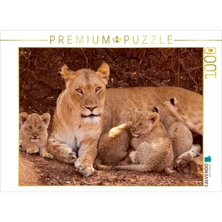 CALVENDO Puzzle Wilde Löwen 1000 Teile Puzzle quer | Lege-Größe cm Foto-Puzzle für glückliche Stunden