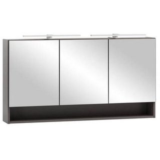 Xora Spiegelschrank , Graphitfarben , Metall , 6 Fächer , 120x64x20 cm , Made in Germany , Badezimmer, Badmöbelsets & -serien, Badmöbelserien