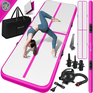 KESSER® Turnmatte Aufblasbar Airtrack 2m/3m/4m/5m/6m Fitness-Matte Gymnastikmatte | inkl. Tragetasche & elektr. Luftpumpe | Yogamatte, Tumbling Matten, Trainingsmatte, Turn- & Fitness - Rosa