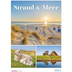 Strand & Meer 2024 - Bildkalender A3 (29,7x42 cm) - mit Feiertagen - Triplets - drei Bilder pro Monat - Naturkalender - Wandplaner - Wandkalender