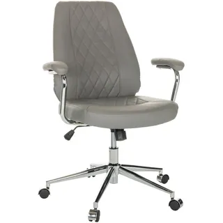 Mid.you Drehstuhl , Grau , Metall, Leder , Lederlook,Lederlook , Drehkreuz , 68x96-103x68 cm , Sitzfläche 360° drehbar , Büromöbel, Bürostühle, Drehstühle