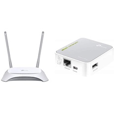 TP-Link TL-MR3420 N300 WLAN LTE Desktop Router (300Mbit/s 2,4GHz, 4 10/100Mbit/s LAN-Port) weiß/grau & TL-MR3020 N300 WLAN Nano mobiler Router (300Mbit/s 2,4GHz, tragbar, 3G/4G-Router) grau