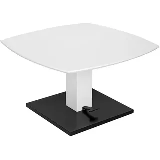 Novel Couchtisch , Schwarz, Weiß , Metall, Holzwerkstoff , quadratisch , Bodenplatte, Sockel , 80x47-66x80 cm , höhenverstellbar, einfacher Aufbau , Wohnzimmer, Wohnzimmertische, Couchtische, Höhenverstellbare Couchtische