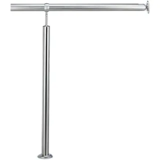 Relaxdays Treppengeländer Edelstahl, für Drinnen und Draußen, 80 x 90 cm, mit Wandhaltern+Metalldübeln, silber