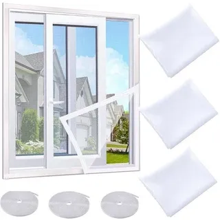 Insektenschutzrollos für Fenster - 3 Stücke - Weiss - 1,5 m x 2 m - Weiß